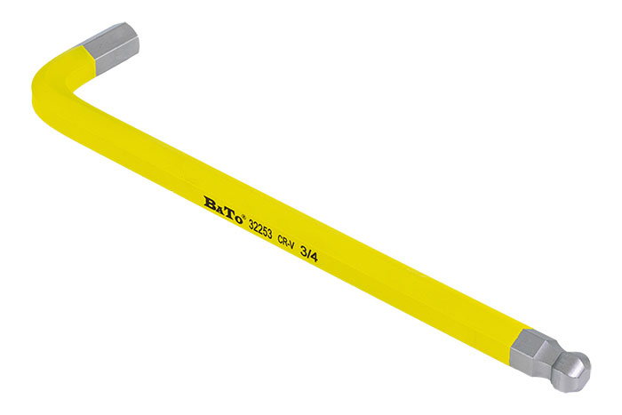 BATO Stiftnøgle farvet lysegul lang med kugle 3/4" x 360mm.