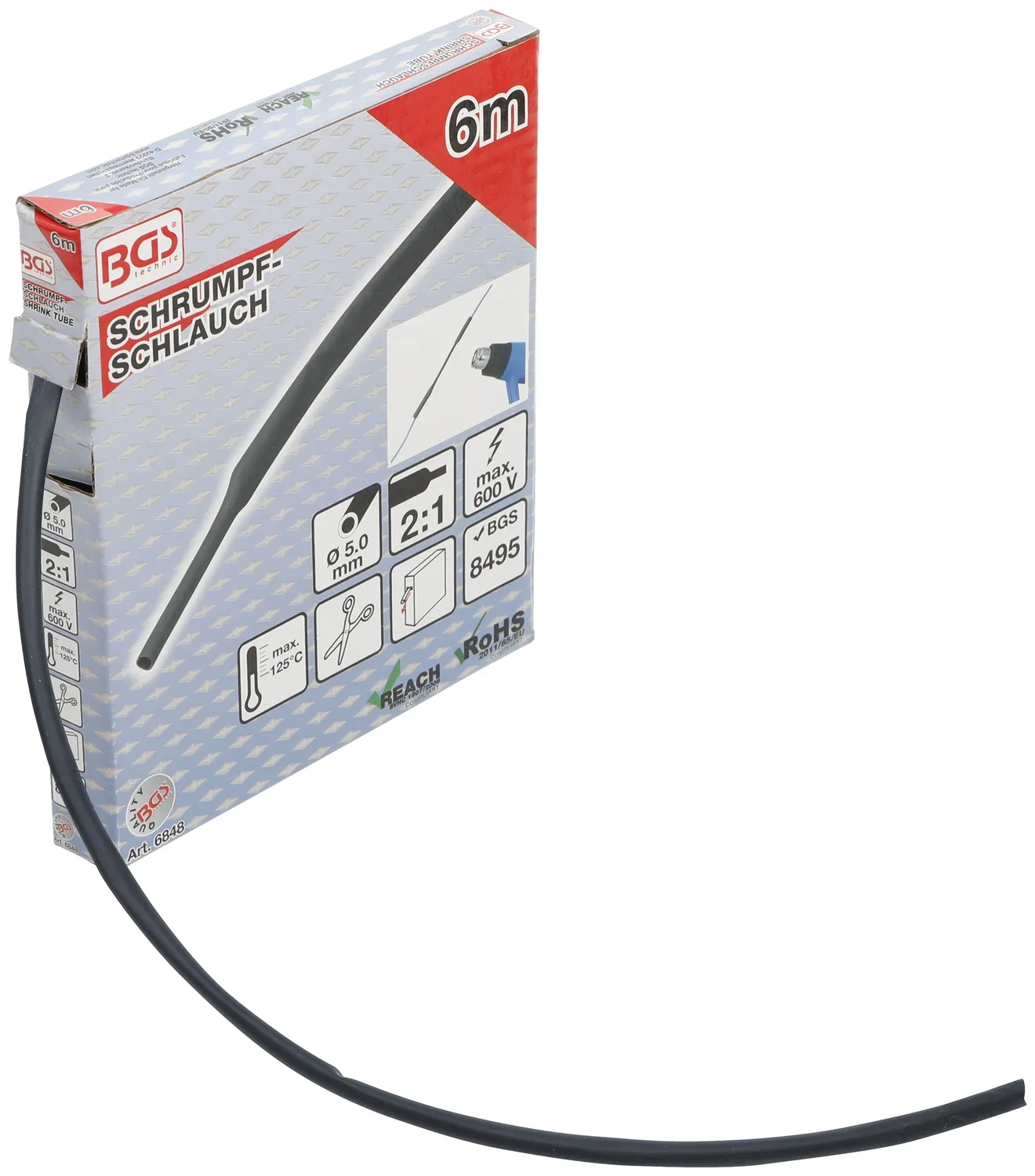 BGS Krympeslange-boks | sort | Ø 5 mm | 6 m