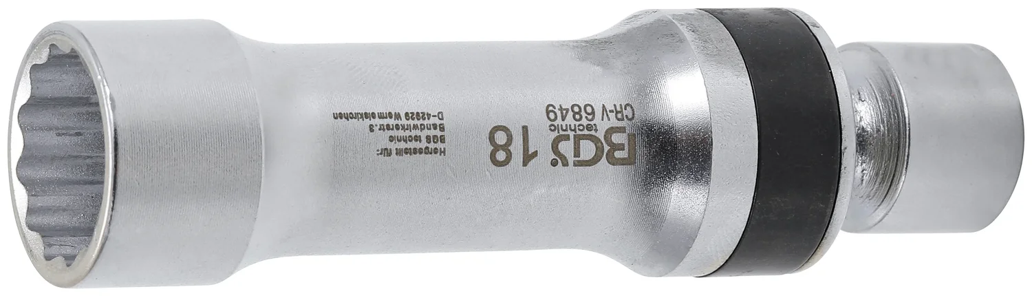 BGS Leddelt tændrørstop tolvkant med holdefjeder | indvendig firkant 10 mm (3/8") | 18 mm
