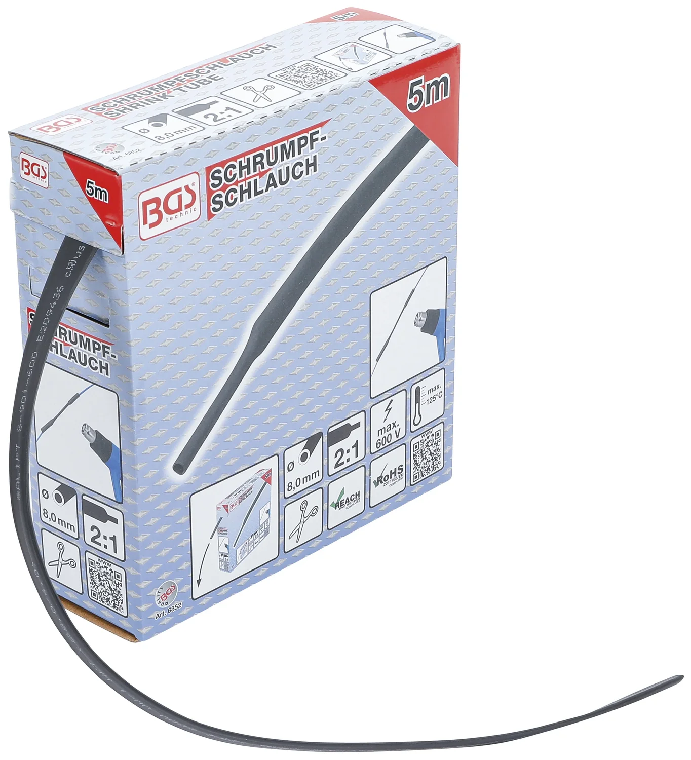 BGS Krympeslange-boks | sort | Ø 8 mm | 5 m
