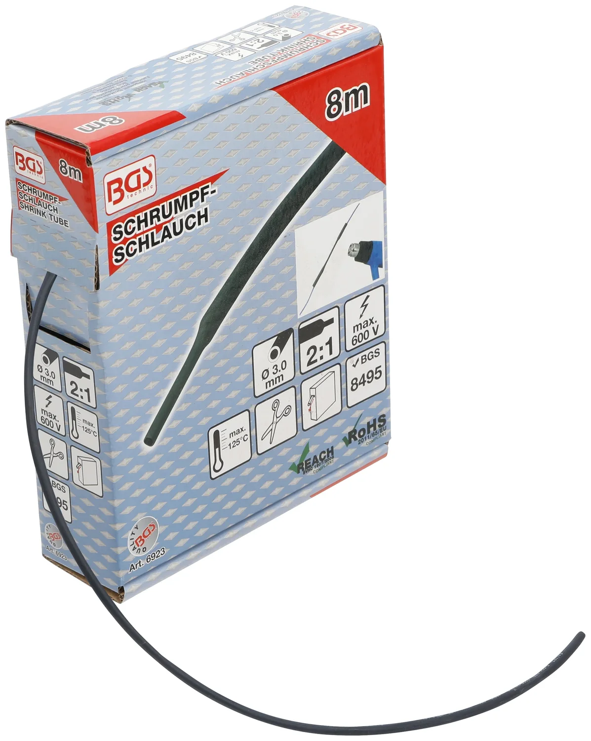 BGS Krympeslange-boks | sort | Ø 3 mm | 8 m