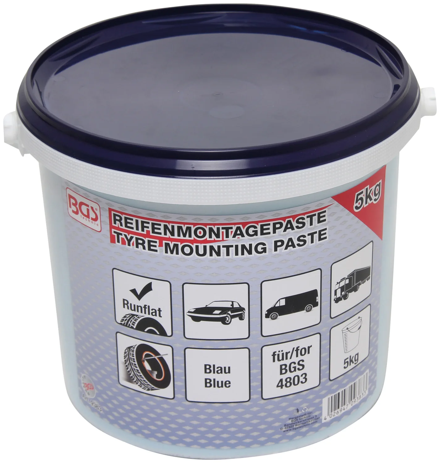 BGS Dækmonteringspasta til Run-Flat-dæk | blå | 5 kg