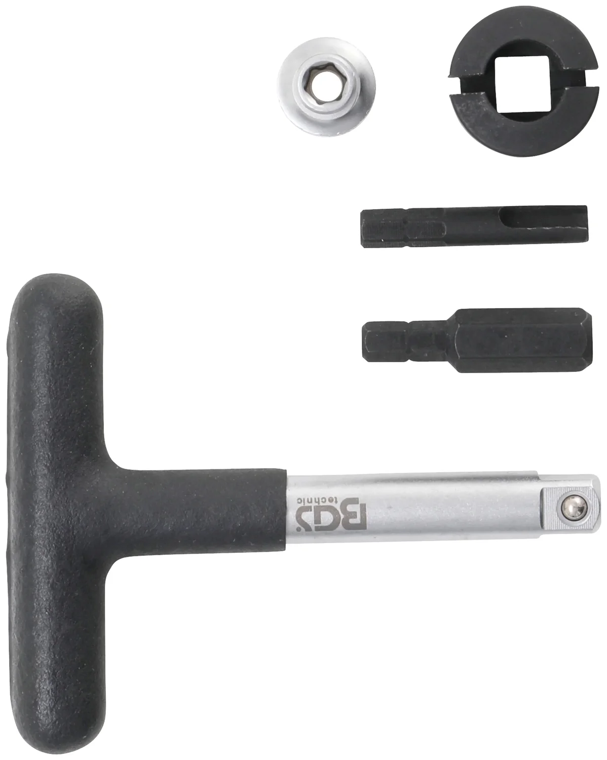 BGS Universal-olieservice-nøglesæt | til plast-olieaftapningsskruer | Udvendig sekskant 6,3 mm (1/4"), udvendig firkant 10 mm (3/8") | 5 dele