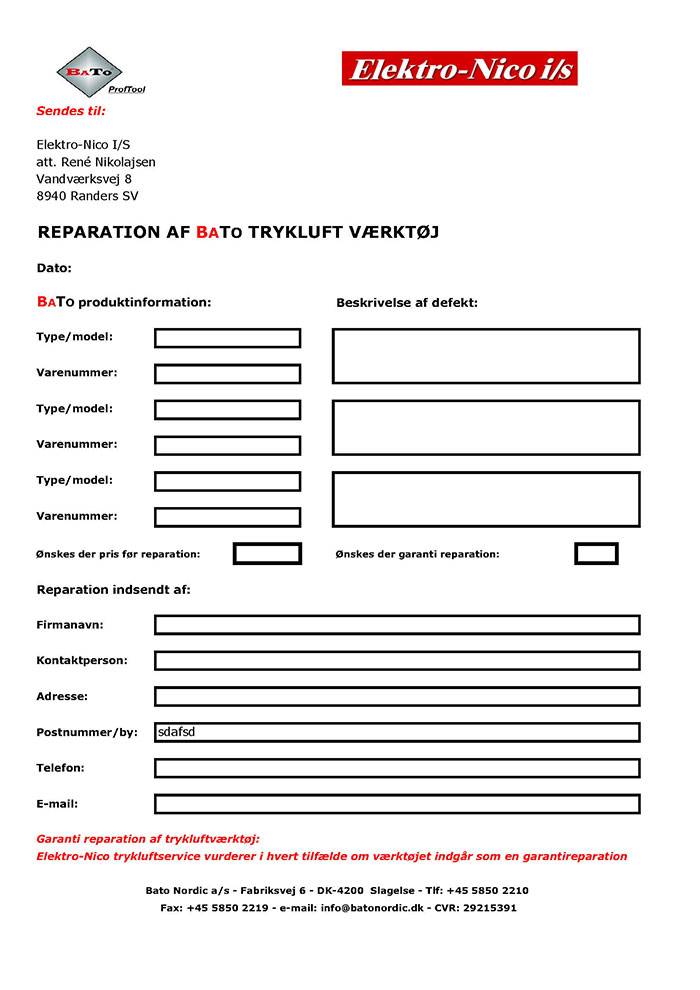 Reparation af Bato trykluftværktøj