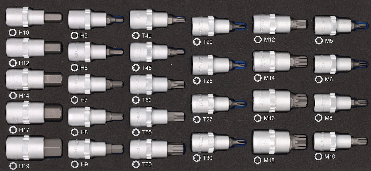 BATO Stifthylssats 1/2" 6kt. 5-19mm, Torx 20-60, XZN M5-M18. EVA 1/3.