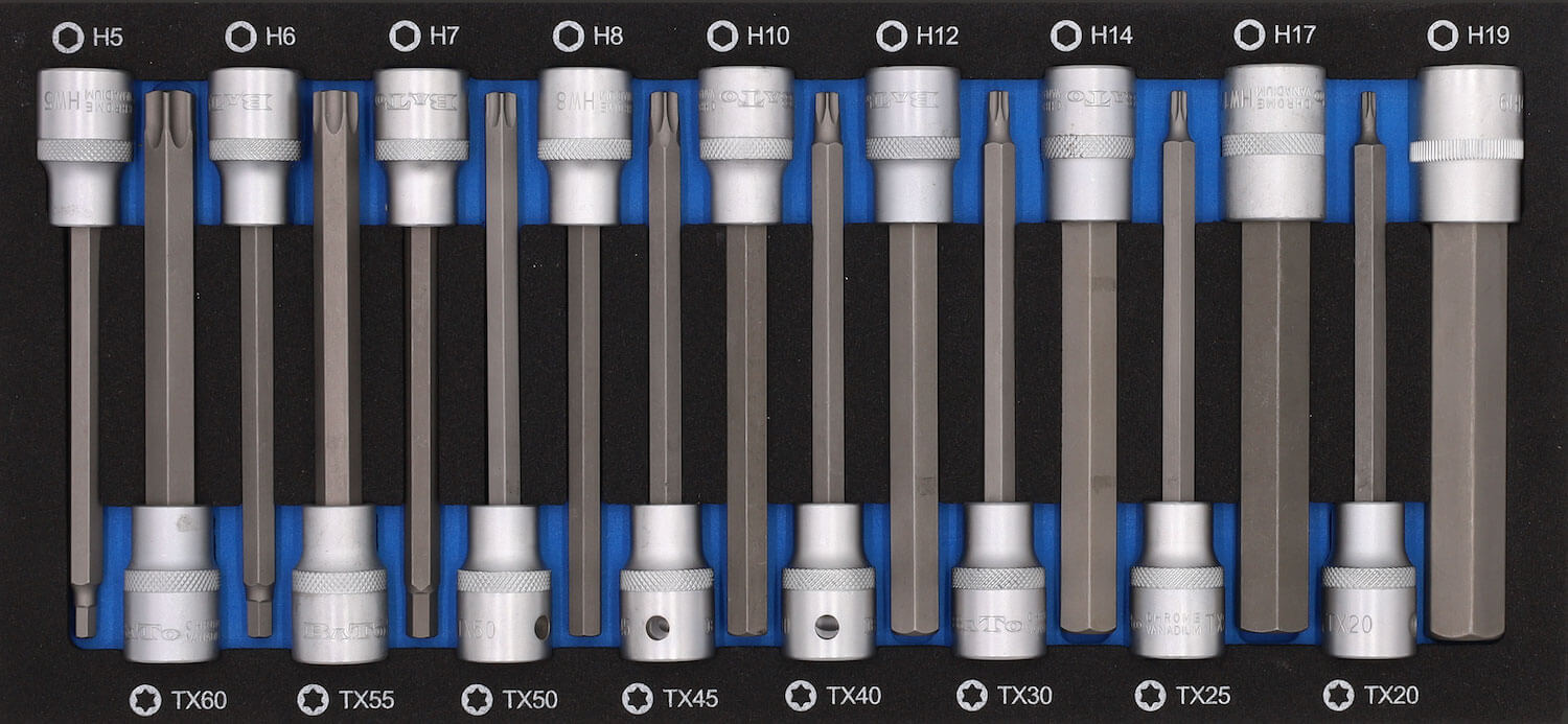 BATO Stifthylssats 1/2" 6kt. 5-19mm lång. Torx 20-60 lång. EVA 1/3.