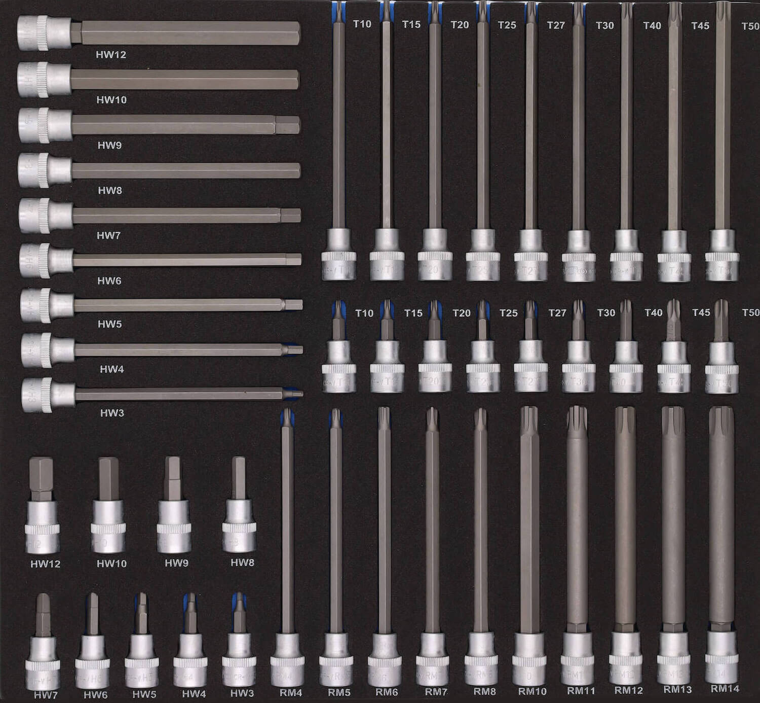 BATO Stifthylssats 3/8" 6kt., Torx, Ribe, kort/lång. EVA 2/3.