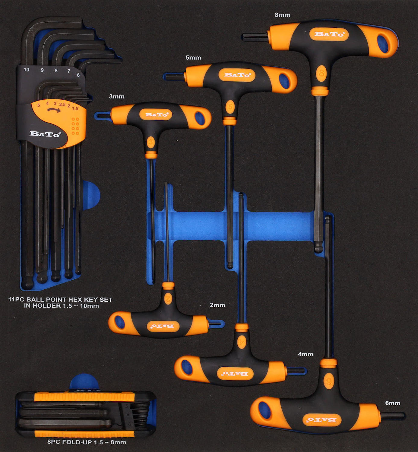 BATO T-grepp insexnyckelsats mm. EVA 2/3.